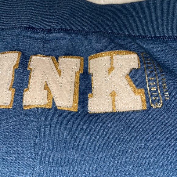 VICTORIA’s SECREt PINK 2007 Blue Sweatpants Gold Cream Patch Logo Back MEDIUM - Picture 10 of 16